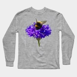 Bumblebee on a Blue Cornflower Long Sleeve T-Shirt